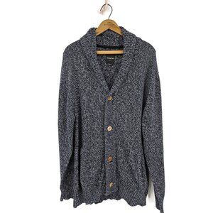 Barney Cools Shawl Collar Sweater Mens XL Blue Knit Cotton Cardigan